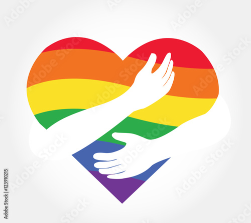 hugging heart vector , Hug yourself , Love yourself LGBT