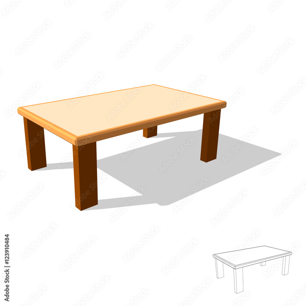Table. Isolated on white. 3d Vector illustration. Table. Isolated on white. 3d Vector illustration.