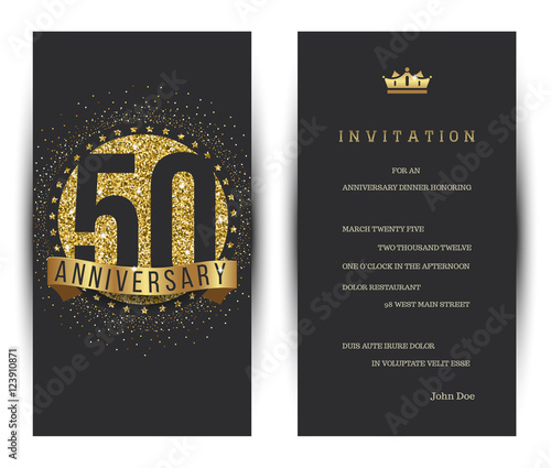 50th anniversary decorated greeting card template.