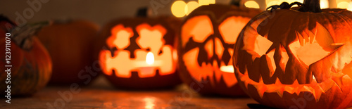 Carved halloween pumpkins photo