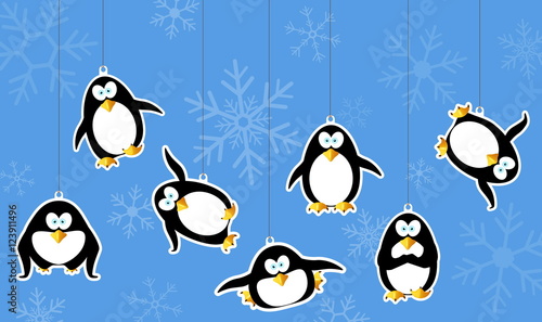 greeting card with penguin and snow