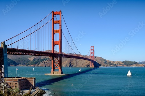 Golden Gate San Francisco and a sailing ship