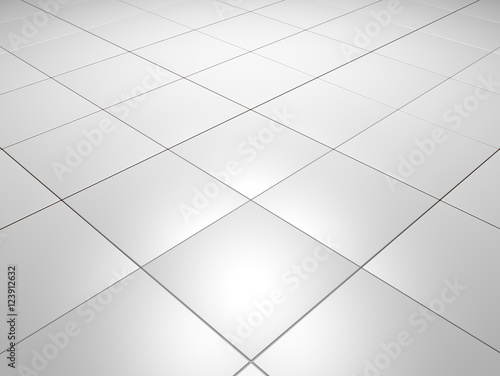 White Tiles floor texture industrial background. 3D illustration.