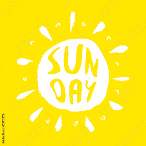 Sun with hand drawn letters. Vector summer print for clothes.