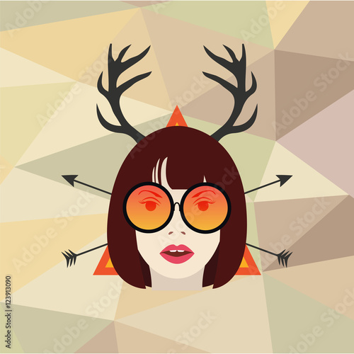 Cool hipster girl with glasses