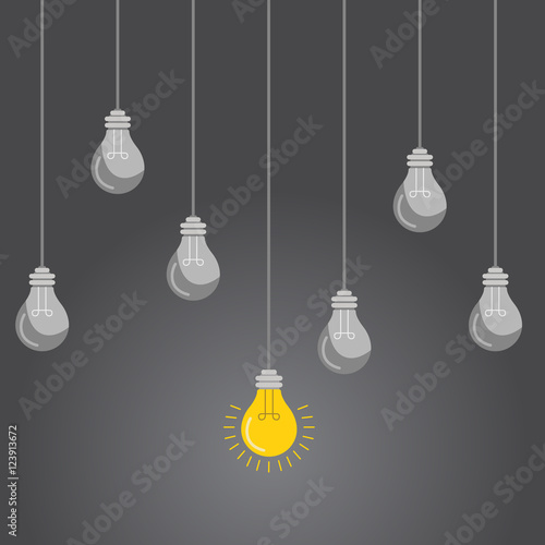 idea concept with light bulbs on a grey background