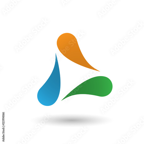Abstract icon of  three drop-shaped elements.