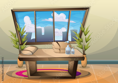 cartoon vector illustration interior spa room with separated layers in 2d graphic