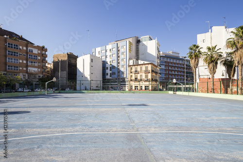 outdoor sports court for basketball and football