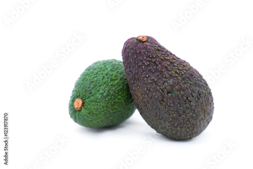 Green avocado and Ripe Avocado isolated on a white background with copy space for your design
