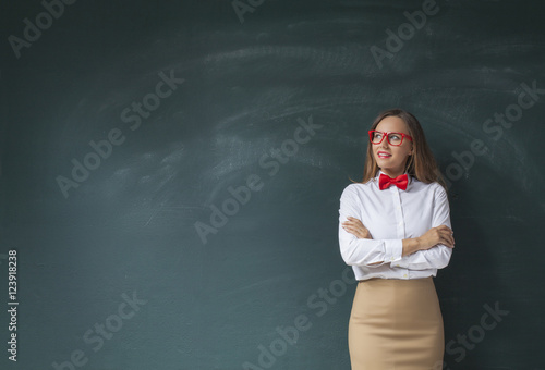 Woman Front of Blackboard