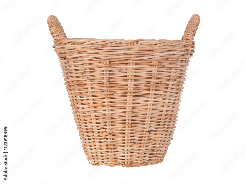 Wicker baskets isolated on white background.
Wicker baskets isolated on white background.