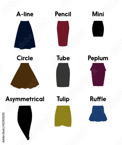 Skirt types vector