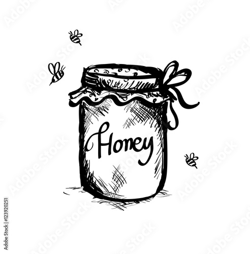 Honey jar hand drawn vector