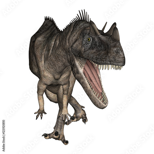 3D Rendering Dinosaur Ceratosaurus on White