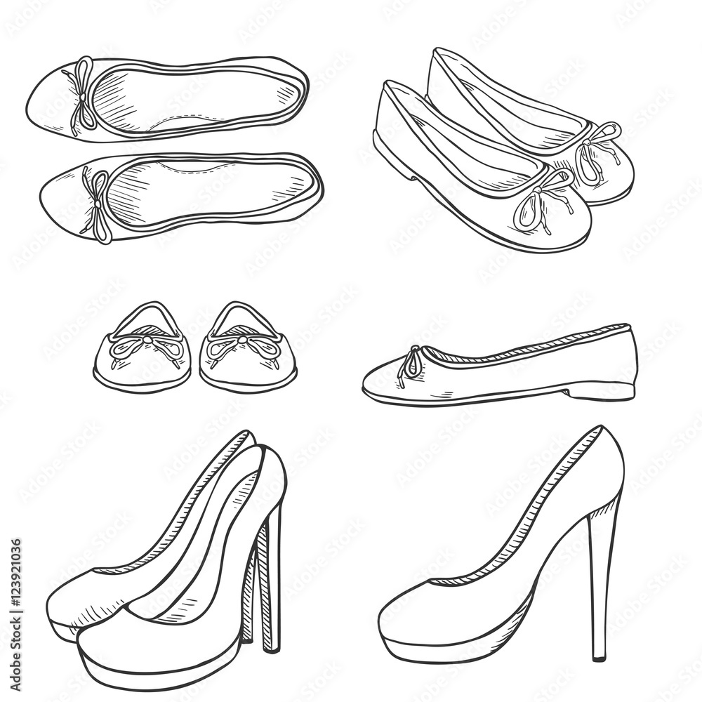 Vector Set of Sketch Classic Men Shoes Top Side and Front View Stock  Vector  Adobe Stock