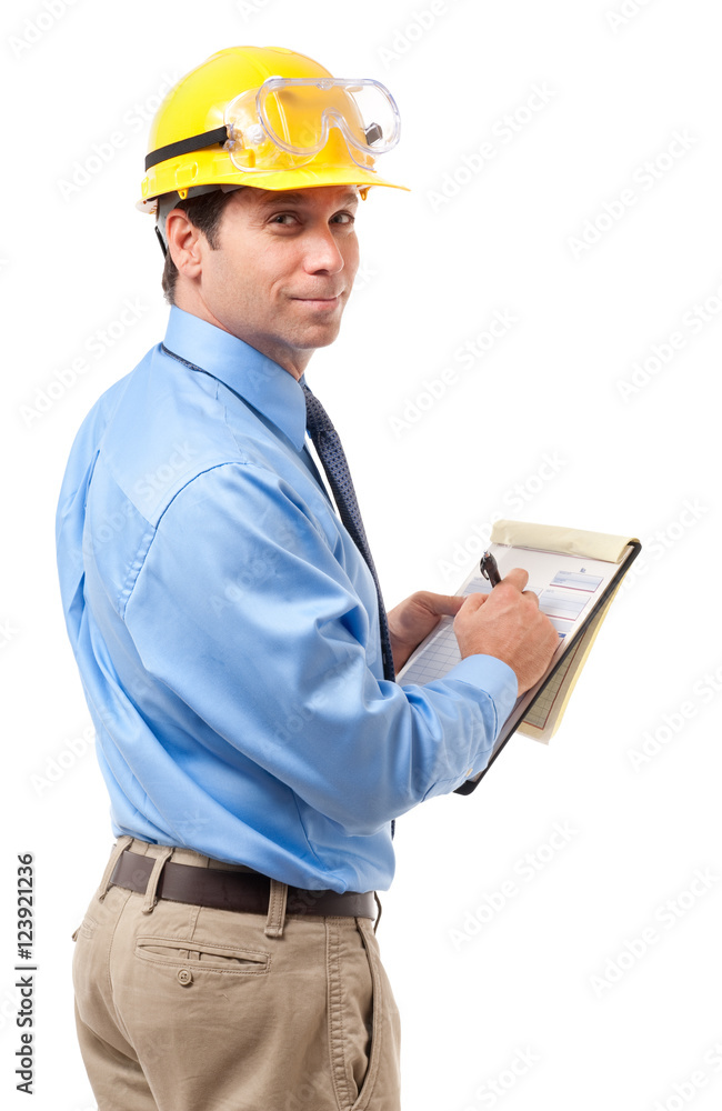 Architect Construction Contractor Businessman isolated on White background