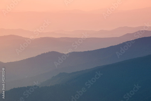 Mountain valley during sunrise. Natural landscape in the summer time © biletskiyevgeniy.com