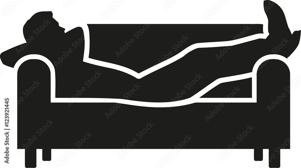 Man lying on a sofa silhouette Man lying on a sofa silhouette