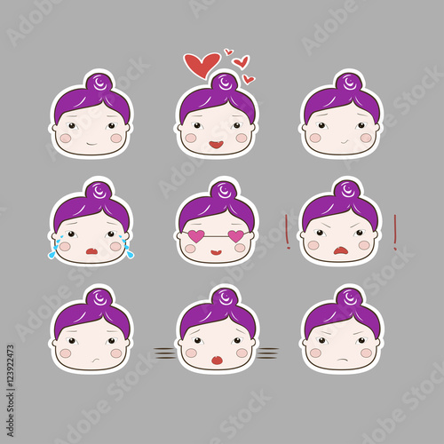Cute cartoon style drawing of  little cutie babygirl on bright background