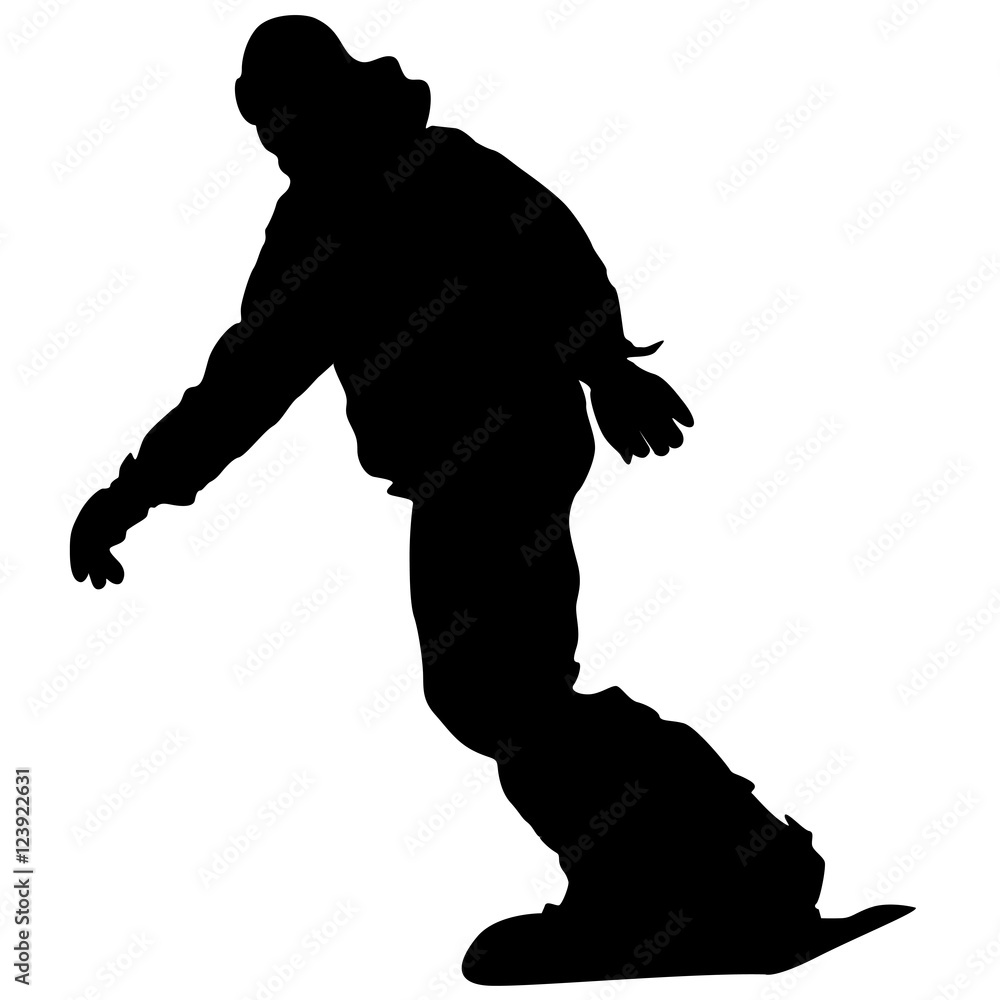 Black silhouettes snowboarders on white background. Vector illu Black silhouettes snowboarders on white background. Vector illu