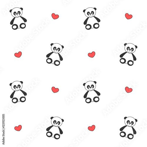 Fototapeta Naklejka Na Ścianę i Meble -  cute cartoon panda seamless vector pattern background illustration