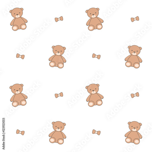 cute cartoon teddy bear seamless vector pattern background illustration