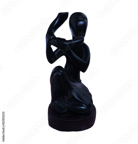 African ebony statue on a white background