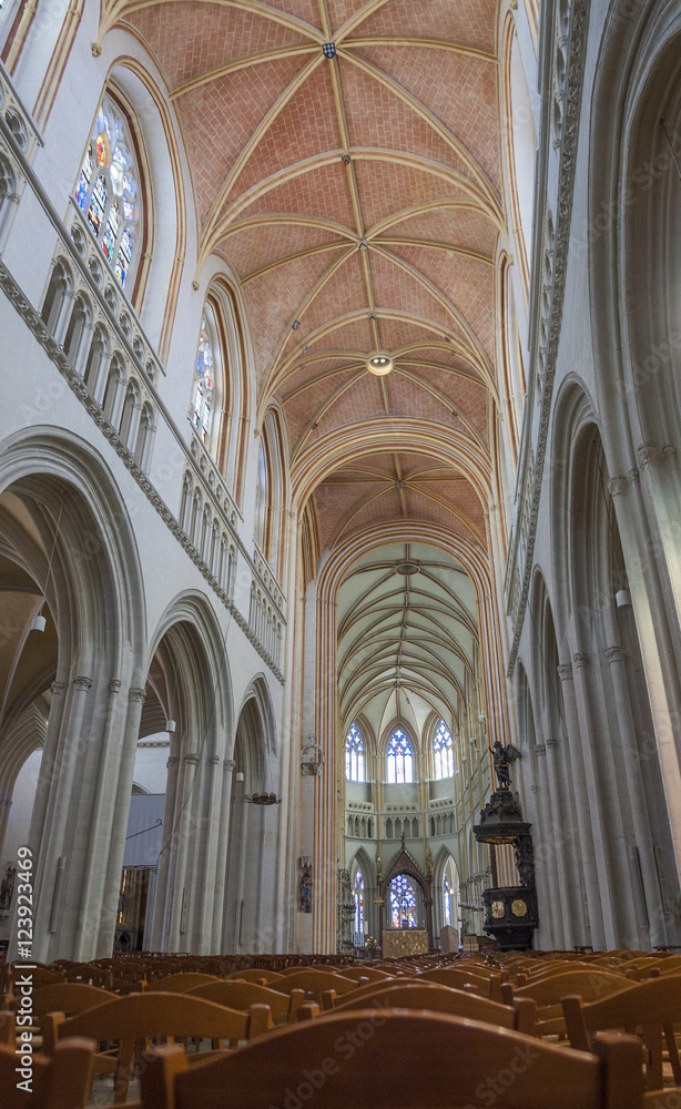 inside Quimper cathedral in Brittany