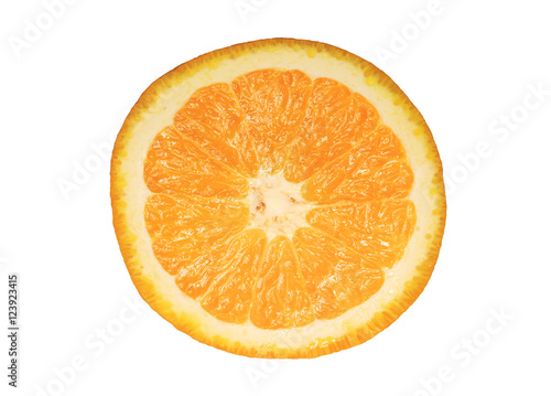 Brilliant juicy fresh orange on a white background