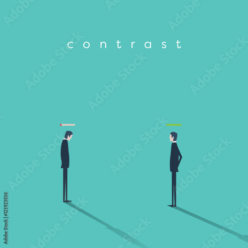 Burnout syndrome vs high energy businessman vector business concept.