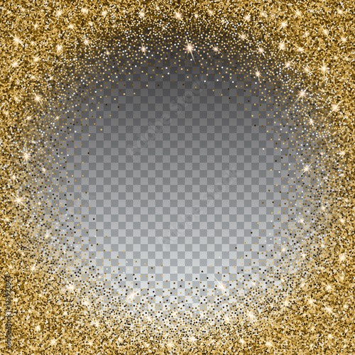 Foto Gold glitter and bright sand, transparent background.