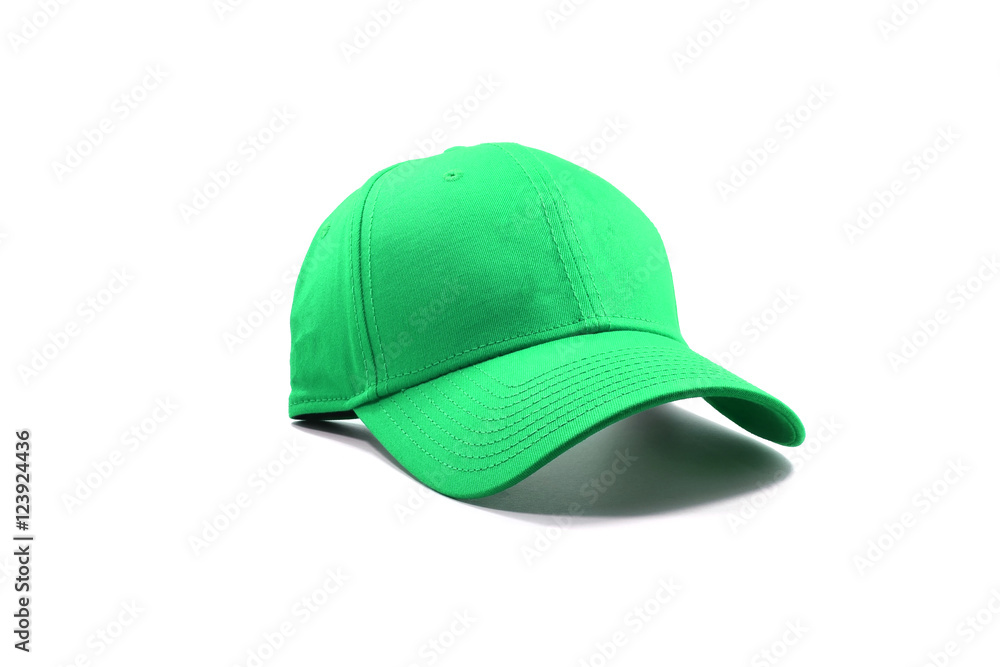 Fototapeta premium Closeup of the fashion green cap isolated on white background.
