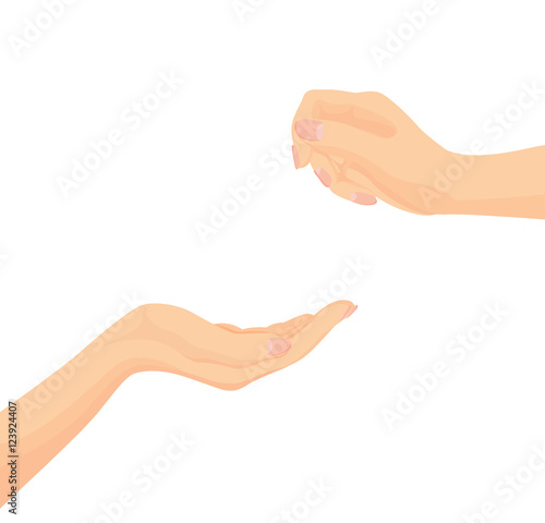 Vector of Hands holding and hands giving 