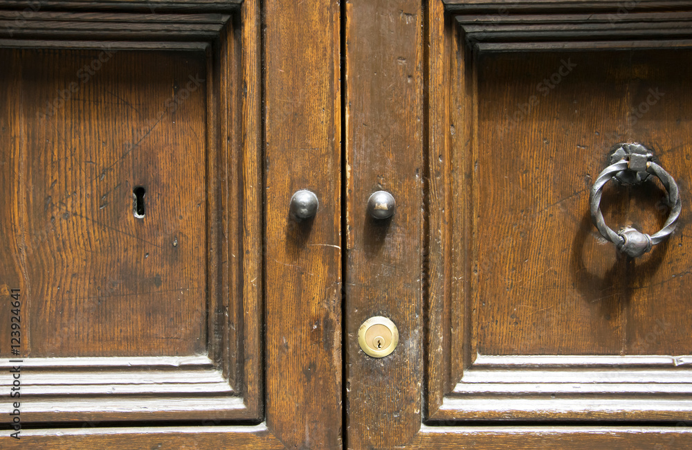 Fototapeta premium Details of an ancient Italian door in Florence, (Italy).