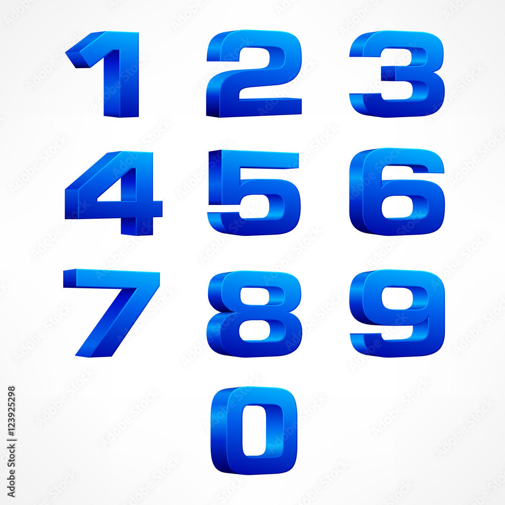 Alphabet isometric numbers in blue Alphabet isometric numbers in blue