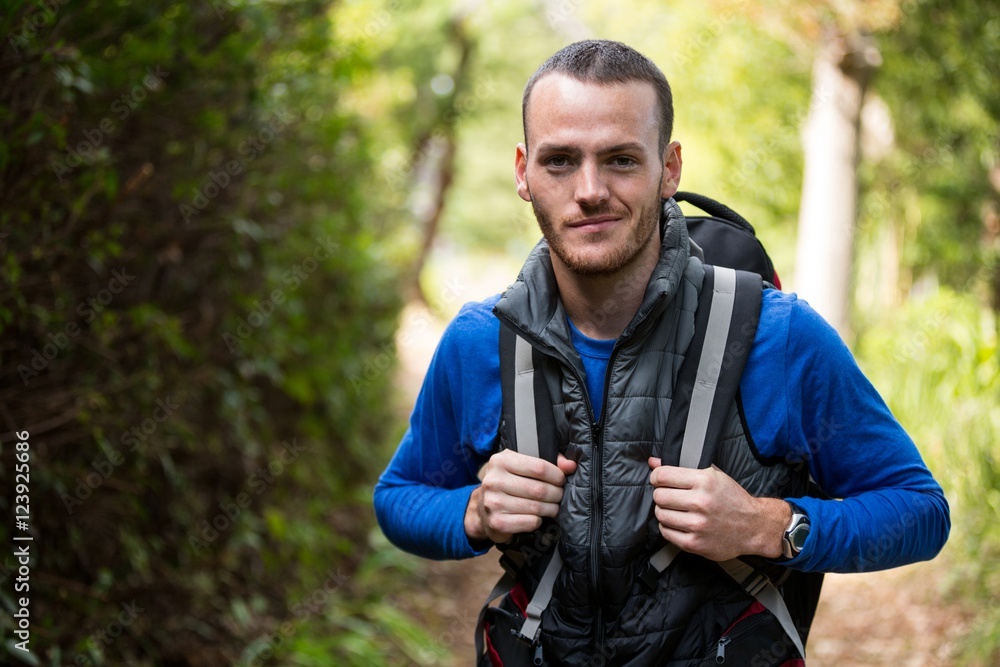 Male hiker in forest Male hiker in forest