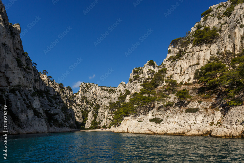 Vue from the sea on Calanques de Cassis, Calanques de Marseille, calanque En Vau Provence, France