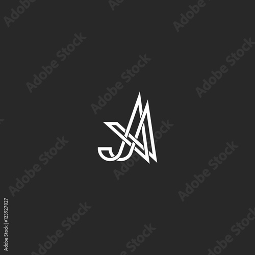 Monogram initials AA letters logo, overlapping thin line A capital, typography minimal emblem design element