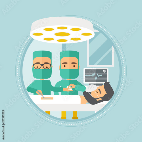 Two surgeons making operation vector illustration.