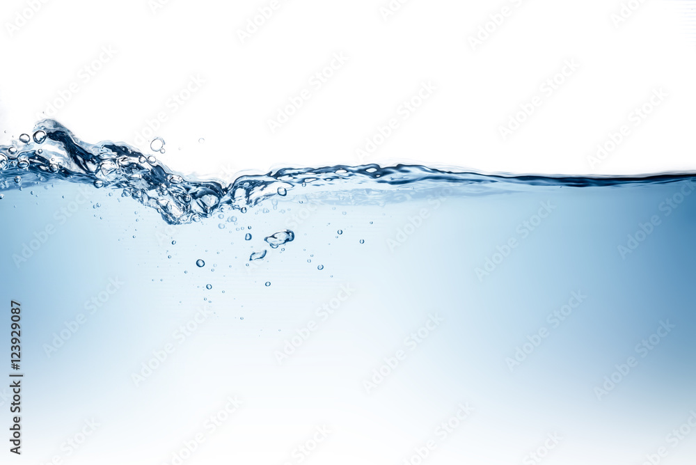 Blue water wave and bubbles to clean drinking water Blue water wave and bubbles to clean drinking water