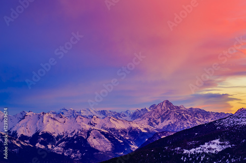 Swiss mountains at sunrise  Diableretes and Jungfrau - Swiss Alp