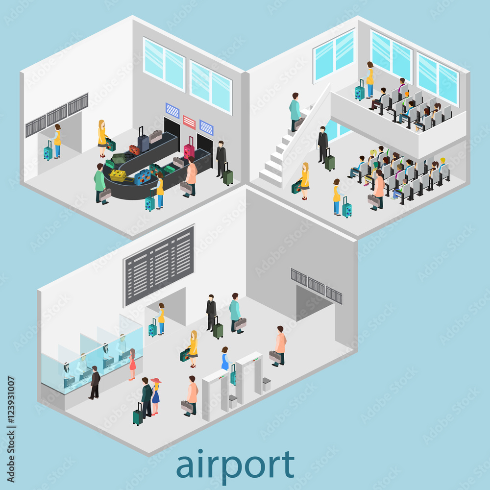 Isometric airport scenes Isometric airport scenes