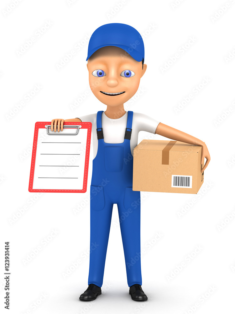 3d courier with sending on a white background 3d courier with sending on a white background