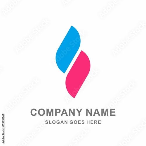 Monogram Letter S Double Diagonal Strips Vector Logo Design Template