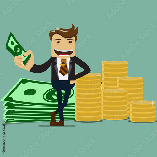 Businessman with money vector- Business Concept.