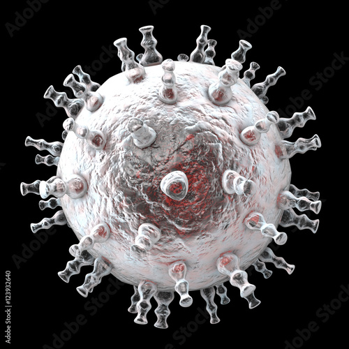 Kaposi's sarcoma virus. 3D illustration of a herpes virus type 8 which causes Kaposi's sarcoma in HIV-infected patients photo