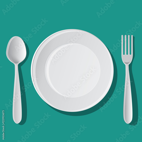 Dish,spoon,fork vector illustration