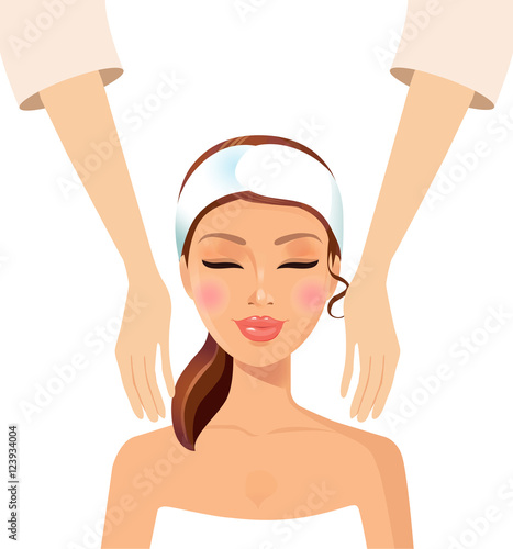 Cute woman massage relaxing wellness at spa salon face body treatment concept.
