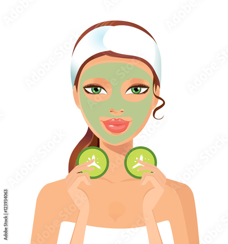 Pretty woman with mask on face vector illustration concept
